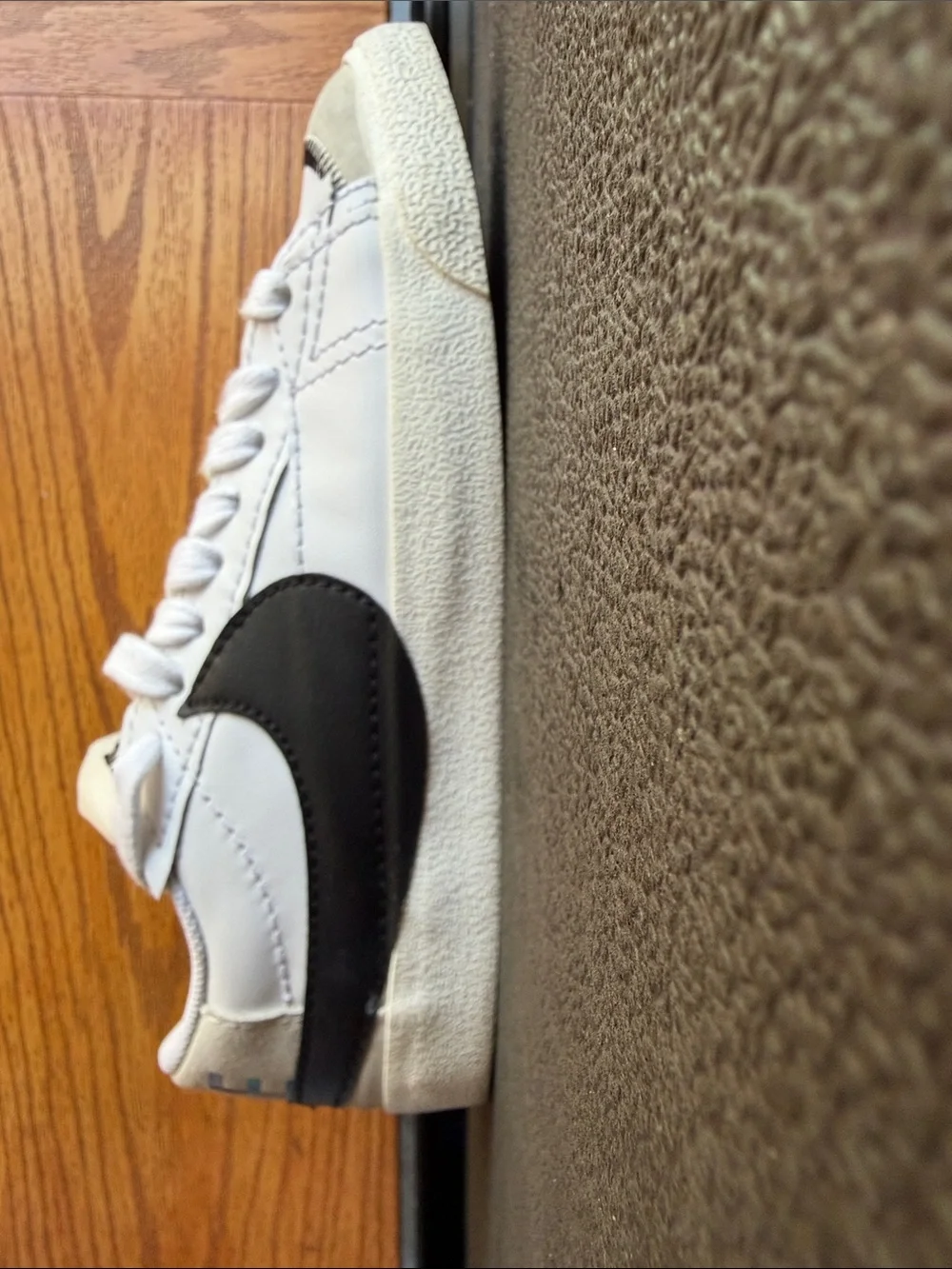Nike White Sneakers with Neon Yellow Tongue Tab and Orange Swoosh